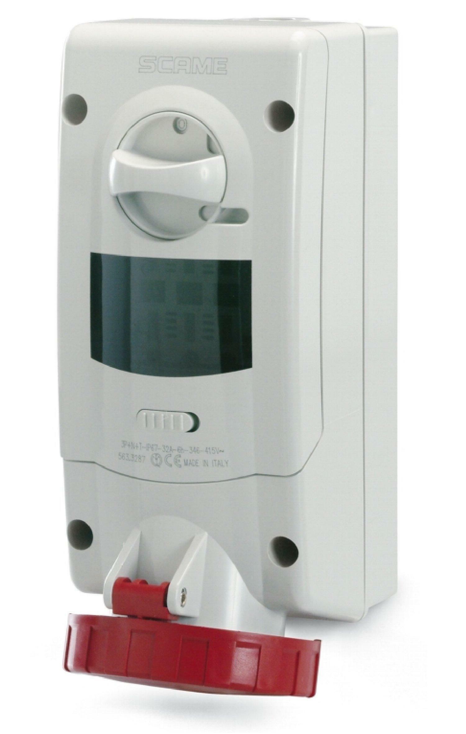 SCAME PRESA CEE INTERBLOCCATA PROTETTA ADVANCE 2 3P+T 16A 6H IP67 CON PORTAFUSIBILE  563.1686