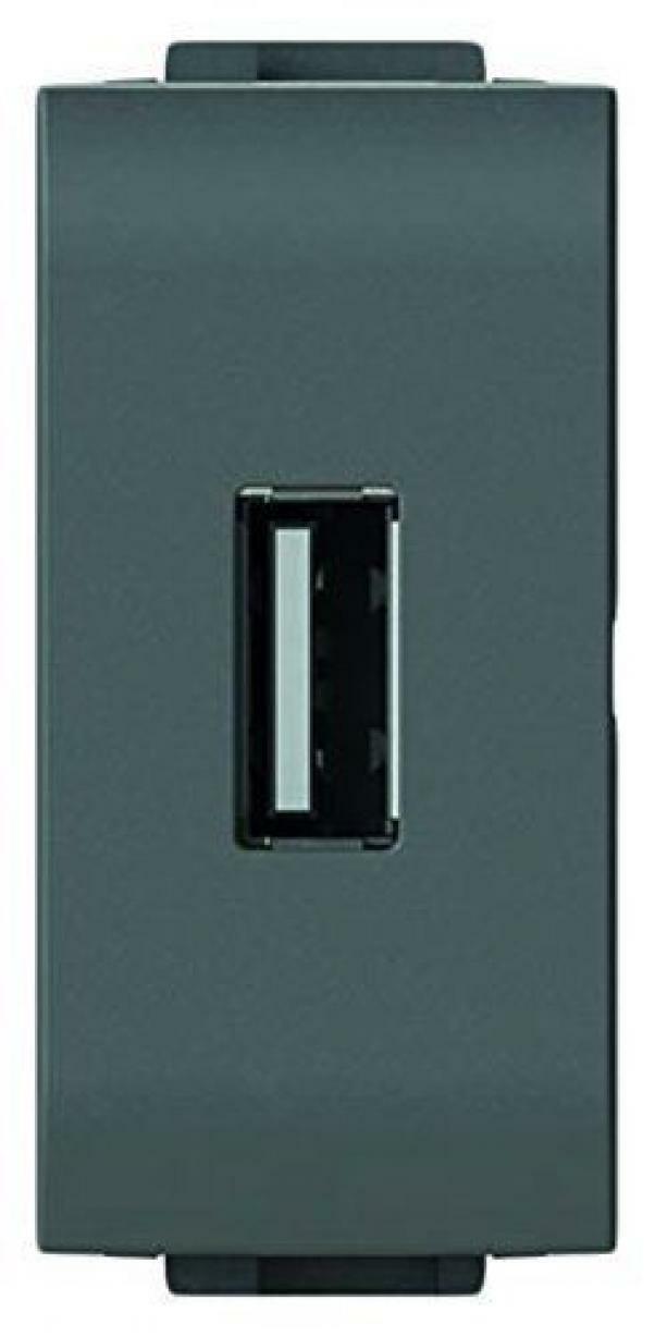 4Box Caricatore USB 2.1A 1 Modulo - Compatibile Con Bticino Livinglight, Vimar E Gewiss - Colore Argento, 250V