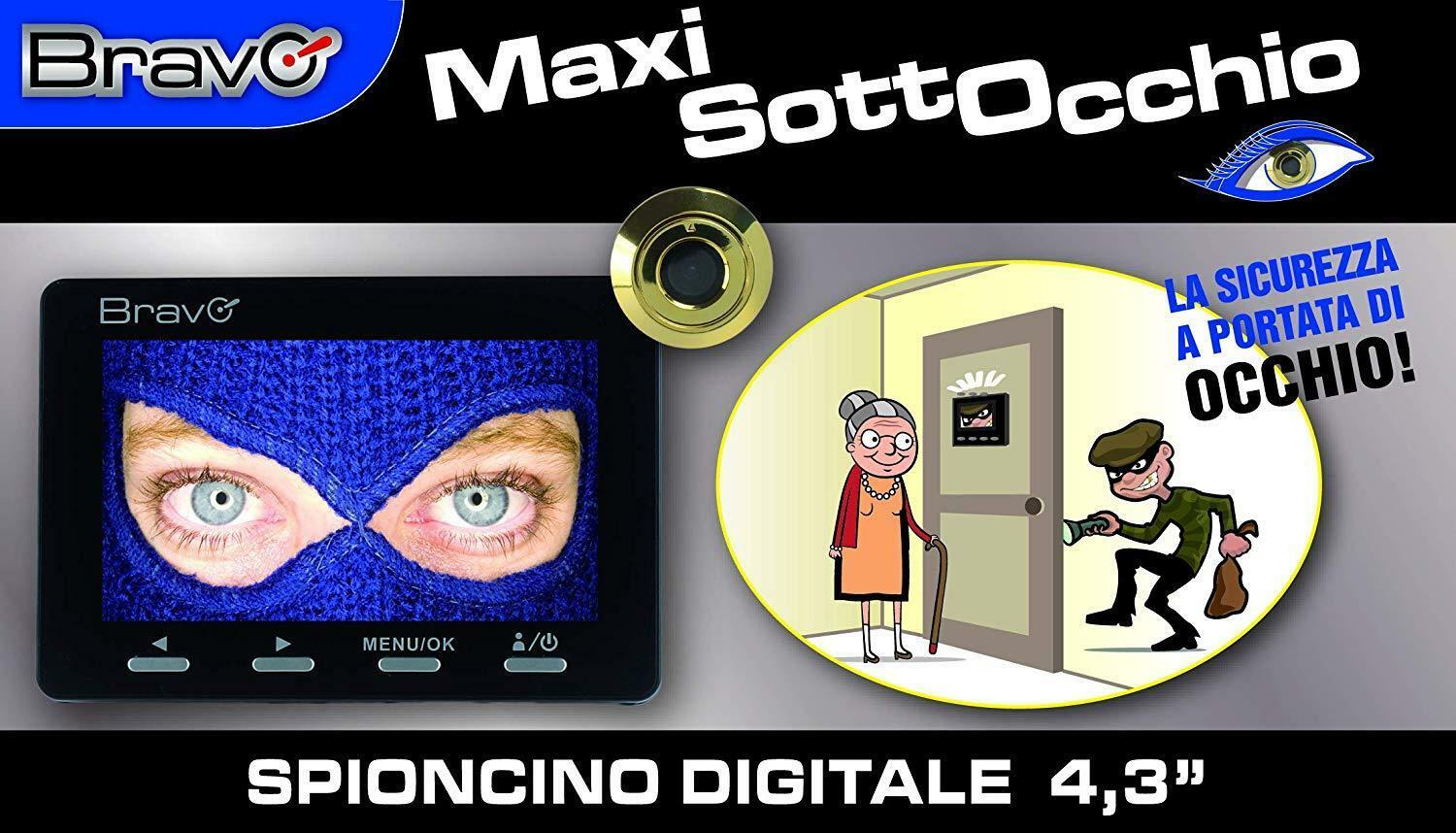 BRAVO MAXI SOTTOCCHIO SPIONCINO DIGITALE ELETTRONICO CON MONITOR LCD 4,3 POLLICI 92902903 BRAVO MAXI SOTTOCCHIO SPIONCINO DIGITALE ELETTRONICO CON MONITOR LCD 4,3 POLLICI 92902903