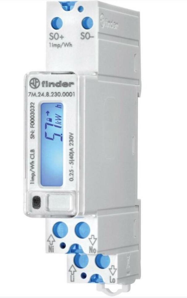 finder finder contatore energia 40a solo kw monofase bidirezionale con display lcd 7m2482300001 - foto 1