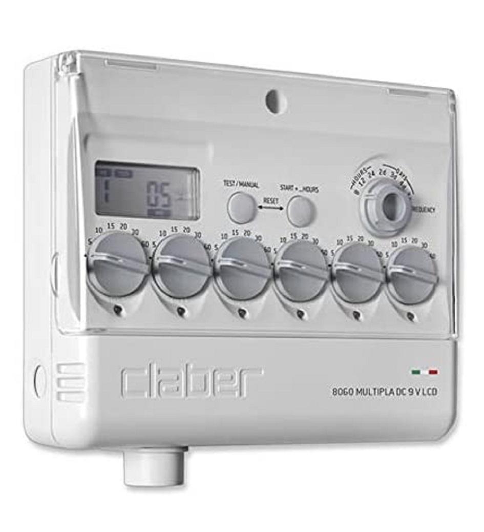 Programmatore irrigazione elettronico Claber 6 vie multifrequenza per giardino
