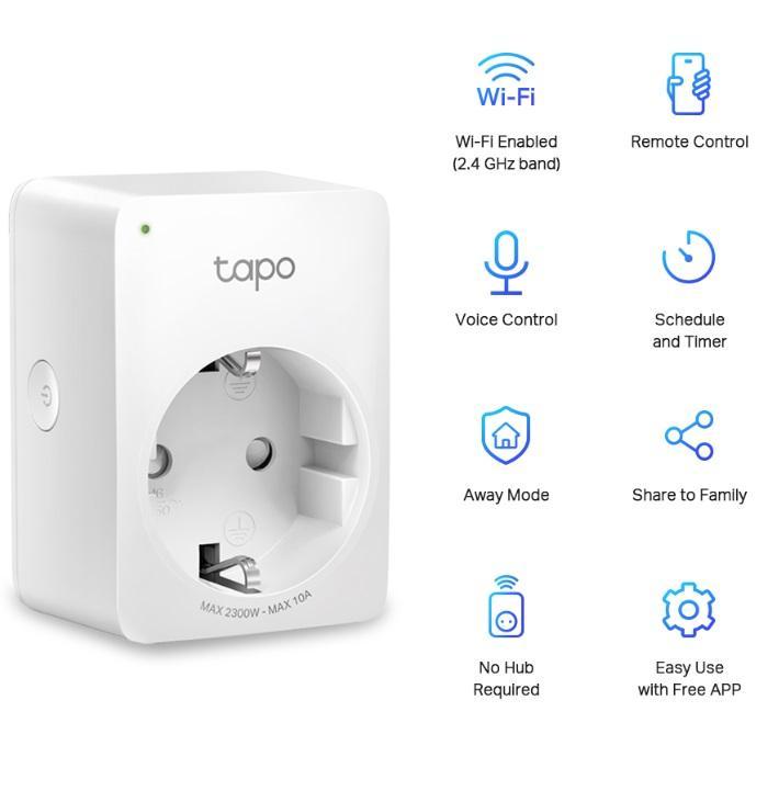 tp-link tp-link presa smart mini presa smart wi-fi white tapo p100 - foto 2