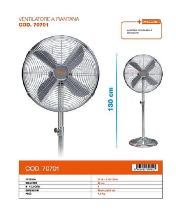 vinco vinco ventilatore piantana pala 40 alt. 125cm cromato 70701 - foto 2