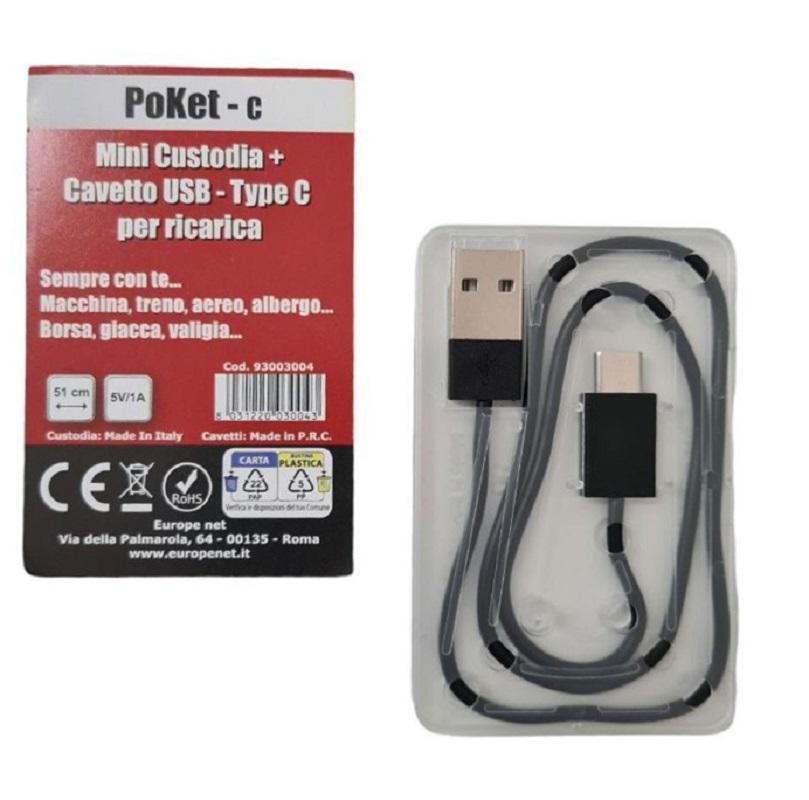bravo bravo poket c custodia + cavo type c 93003004 cavetto di ricarica poket-c 93003004 - foto 1