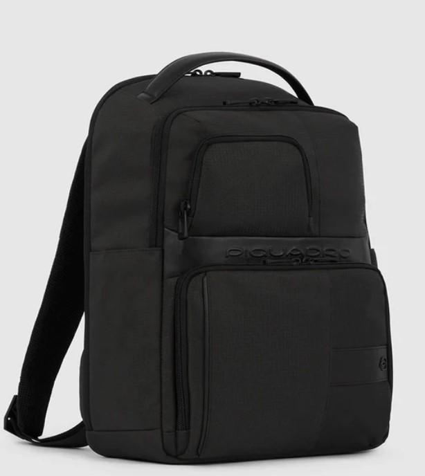 piquadro piquadro zaino per pc 14 in tessuto e pelle porta pc 14 ca6238w129 n nero - foto 2