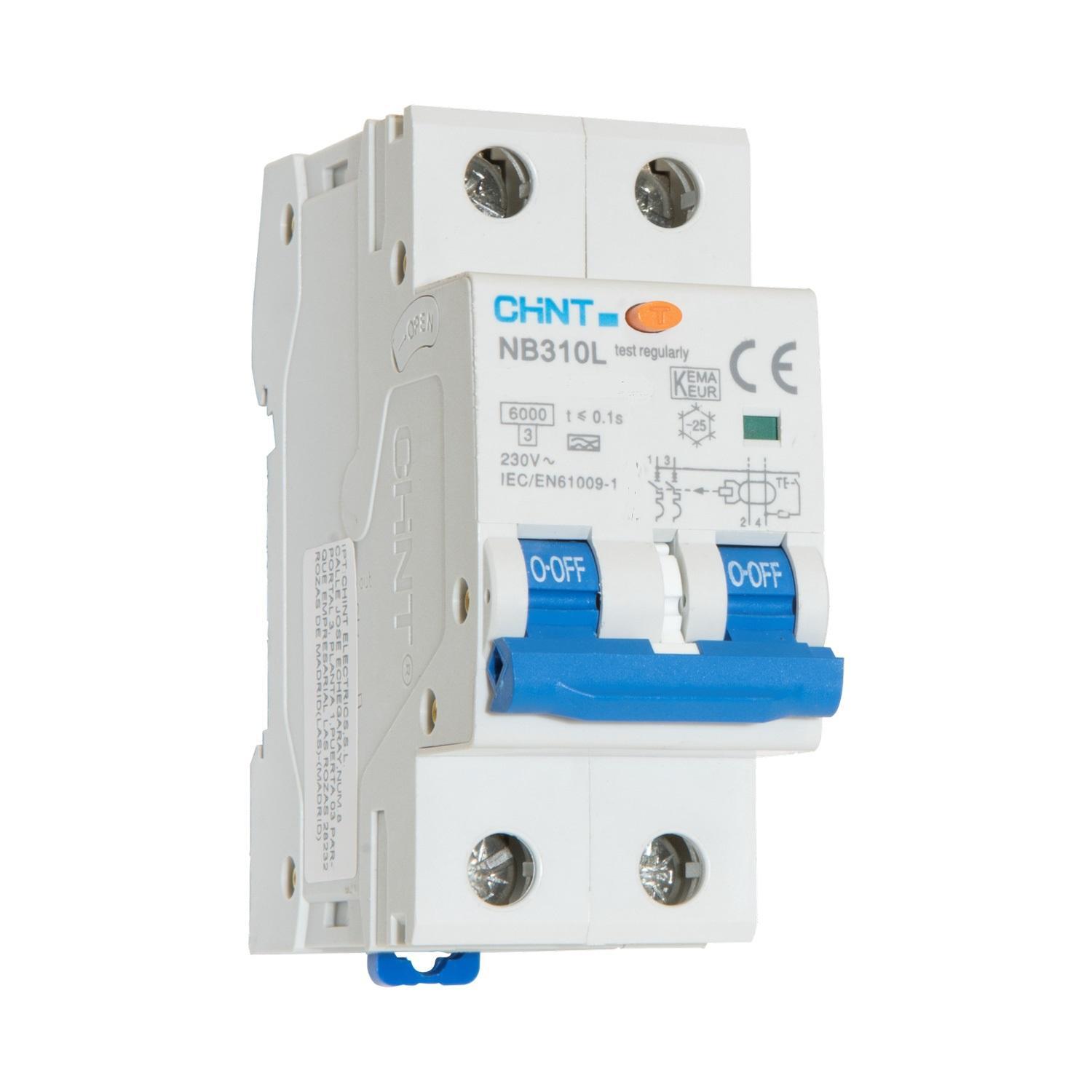 chint chint nb310l/c25-2p-6-a30 interruttore magnetotermico differenziale compact  2p c25a 30ma a 2m - foto 1