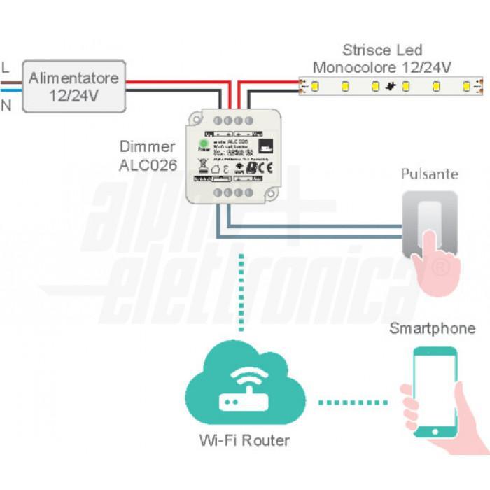 alpha elettronica alpha elettronica dimmer smart per strisce led monoco wifi app+pulsa - foto 4