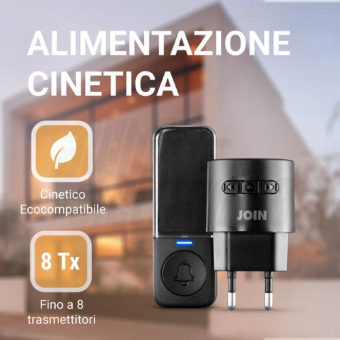 alpha elettronica kit campanello wireless nero con pulsante cinetico - foto 5