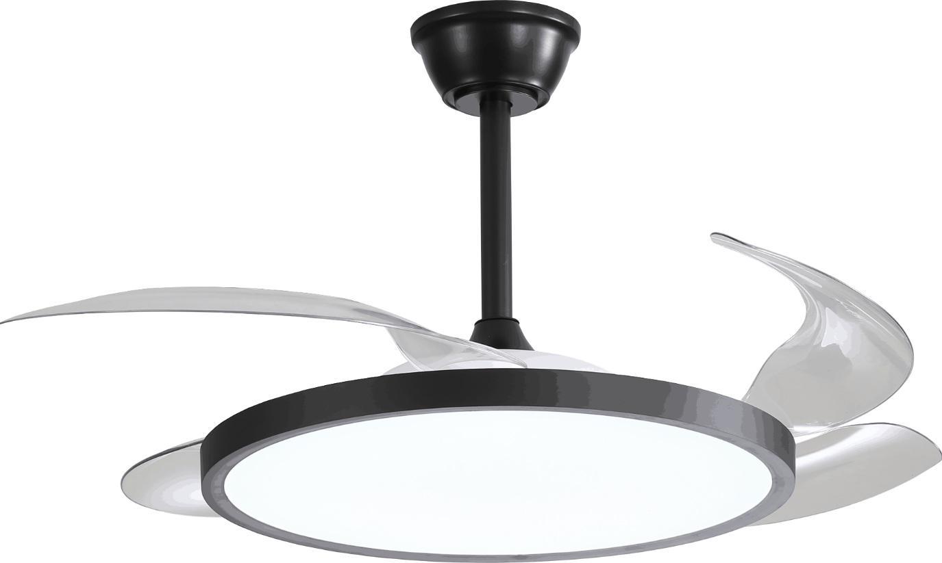 optonica led optonica led ventilatore led soffitto 36w/3cct 2880lm black slim + telecomando 19105 - foto 1
