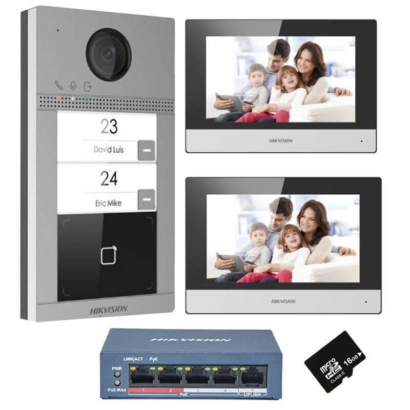 hikvision hikvision ds-kis604-s/bi-family kit videocitofono bifamiliare video ip - foto 1