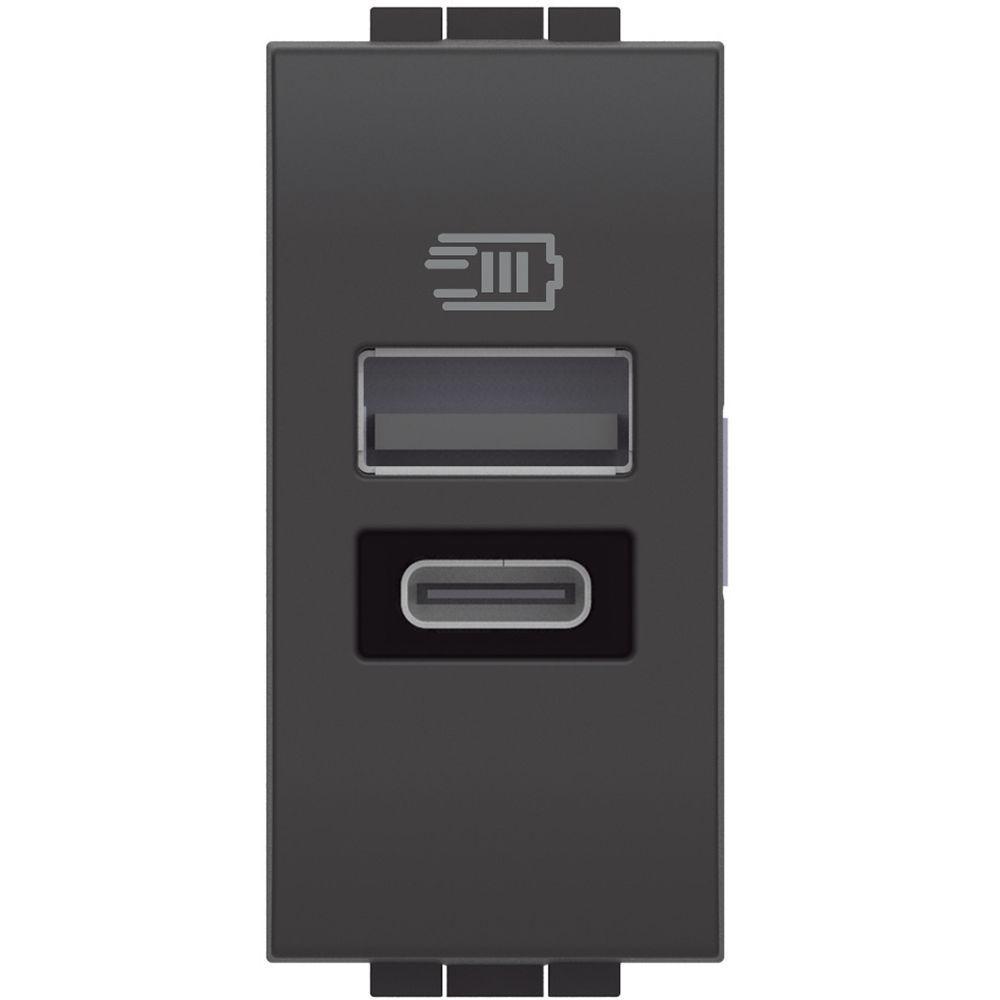 bticino bticino livinglight  ll - caricatore usb tipo a+c 1m antracite  l4191ac - foto 1
