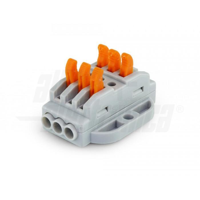 Connettore rapido 3 poli passante con fori per fissaggio in impianti elettrici Alpha Elettronica