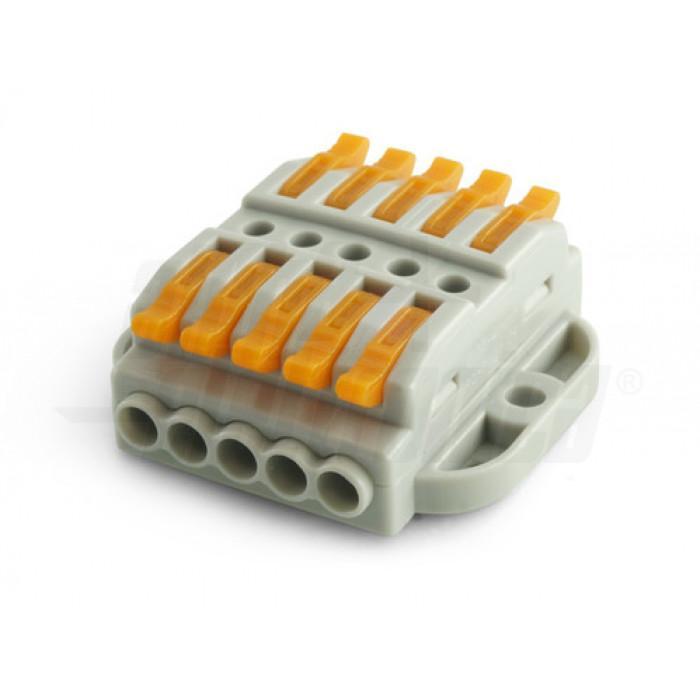 Morsetto rapido passante 5 poli con fori fissaggio Alpha Elettronica