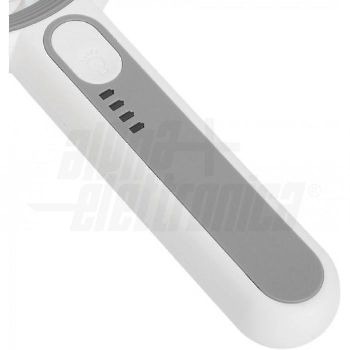 dettaglio manico lente dingrandimento alpha elettronica pulsante accensione led display indicatori