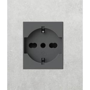 Presa elettrica schuko bipasso compatibile vimar nera 4bpp40.v30g per serie civile