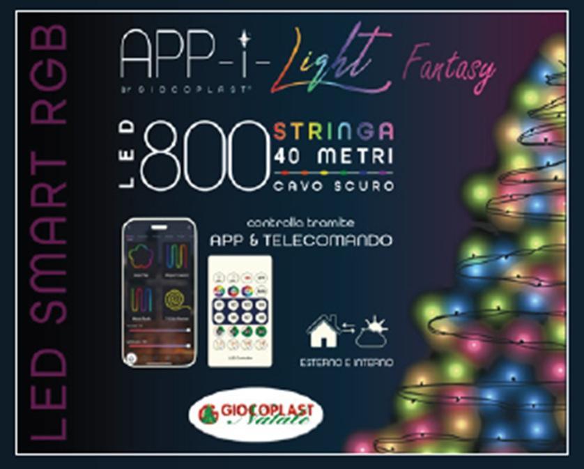 giocoplast giocoplast natale stringhe cavo trasparente 800led app-i light fantasy 40mt cavo trasparente 14125008 - foto 2