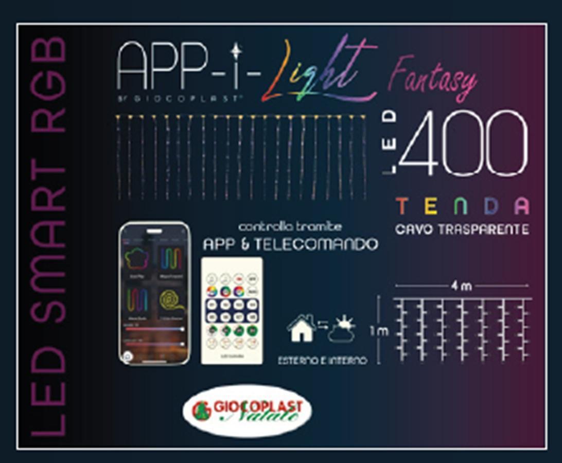 giocoplast giocoplast tenda 400 led l4xh1mt con telecomando trasparente 14125026 - foto 2