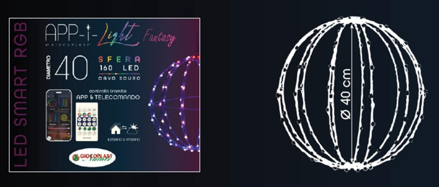 giocoplast giocoplast sfera natalizia  d.40 160led con telecomando smart ip44 14125030 - foto 2