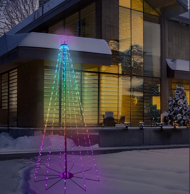 giocoplast giocoplast albero 180cm 180led ip44 app-i light fantasy smart rgb, h 180 cm, 180 led, con app e telecomando incluso - foto 1