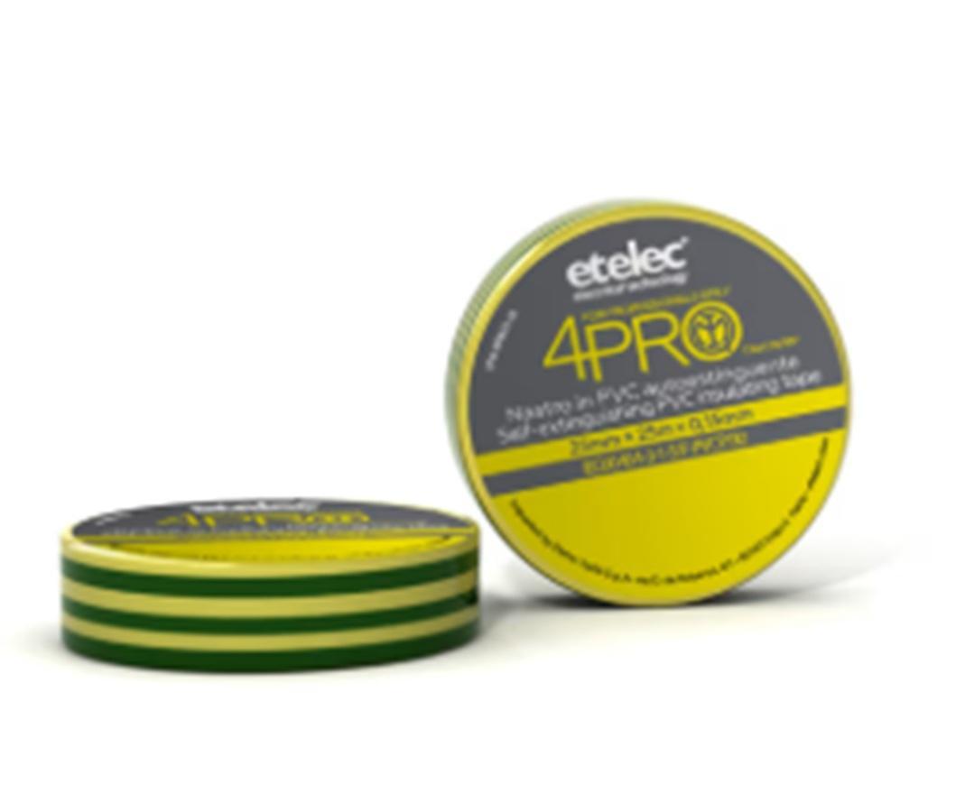 etelec etelec nastro isolante pvc gialloverde 19mm x 25m etelec na8619 uso elettrico - foto 1