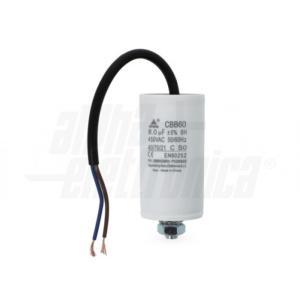 Condensatore polipropilene con cavo 8uf 450v cbb60g0800 applicazioni motori e lampade