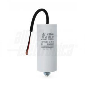 Condensatore polipropilene con cavo 40 microfarad 450 volt  cbb60g4000 alta affidabilità impianti elettrici