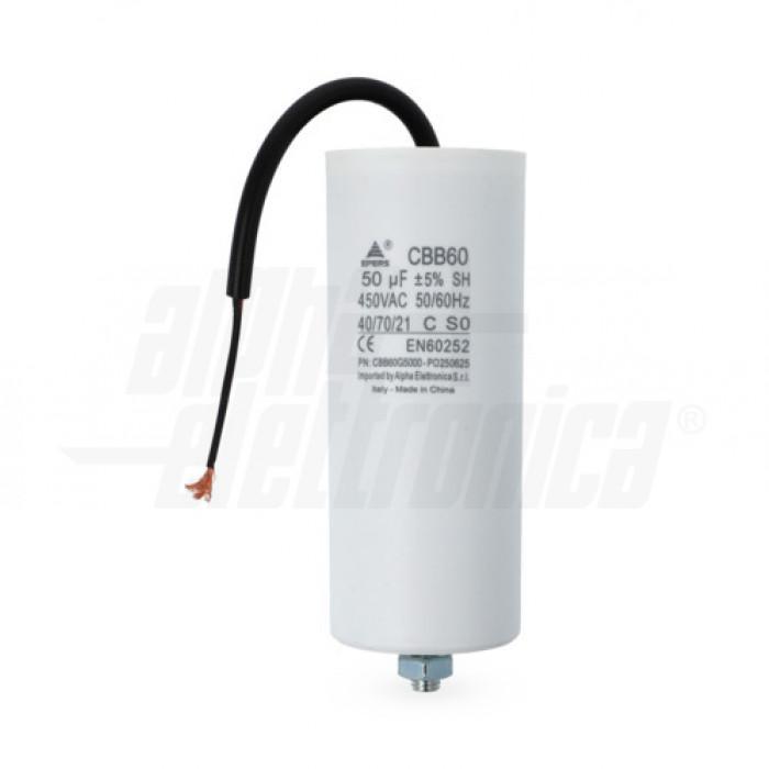 alpha elettronica alpha elettronica condensatore polipropilene con cavo 50 microfarad 450v cbb60g5000 - foto 1