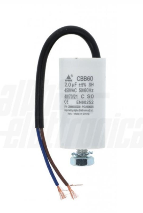 alpha elettronica alpha elettronica condensatore polipropilene con cavo 2uf 450v cbb60g0200 affidabile - foto 1