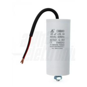 Condensatore polipropilene con cavo 45uf 450v cbb60g4500 utilizzo elettrico