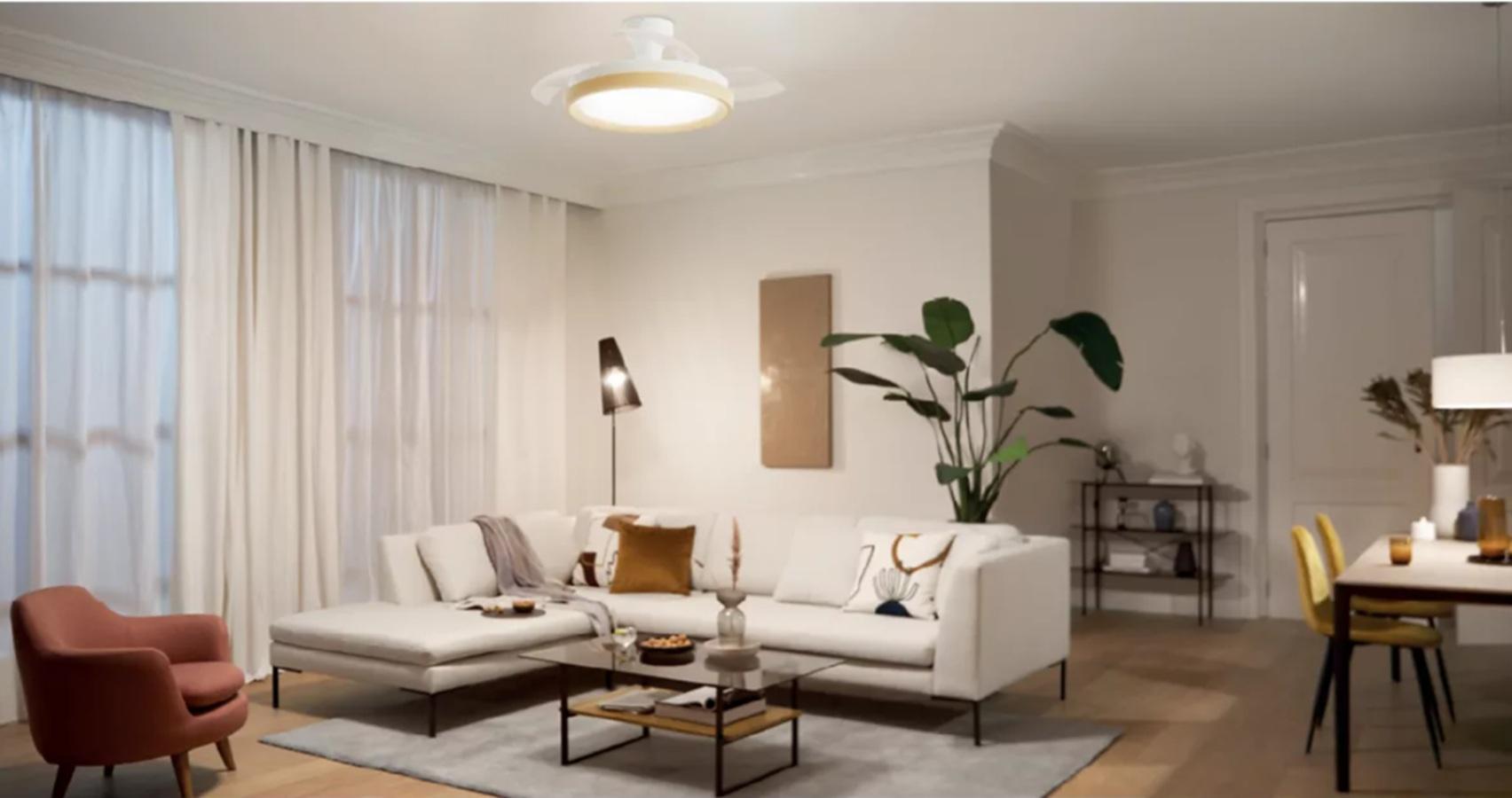 philips philips ventilatore da soffitto led dimmerabile 28w 35w dc philips blisswoodim legno - foto 2