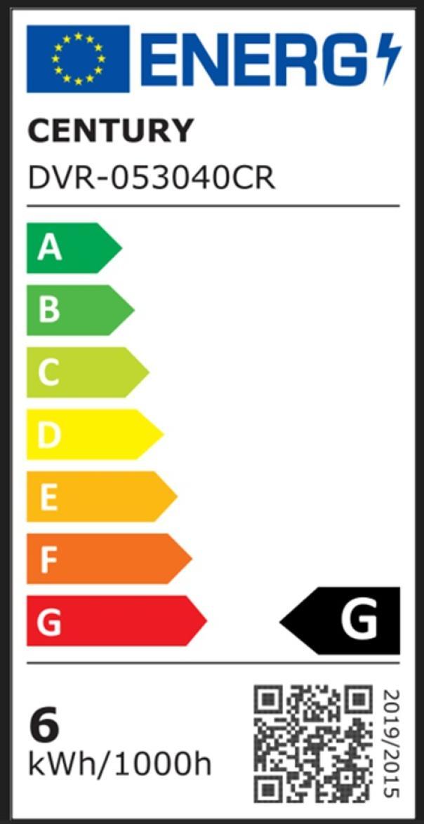 etichetta energetica lampada led rotonda 5,5w bagno century classe g