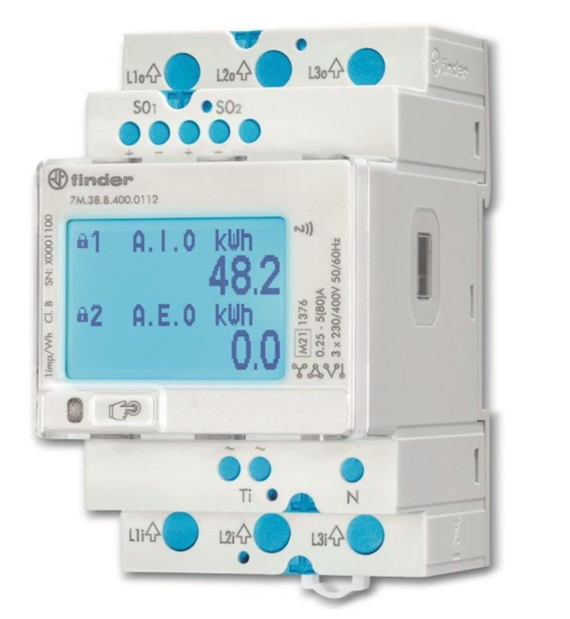 finder finder contatore energia lcd trifase digitale 80a finder 7m3884000112 mid - foto 1