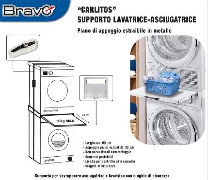 bravo bravo supporto lavatrice asciugatrice universale carlitos bravo 93003005 per installazione sovrapposta - foto 3