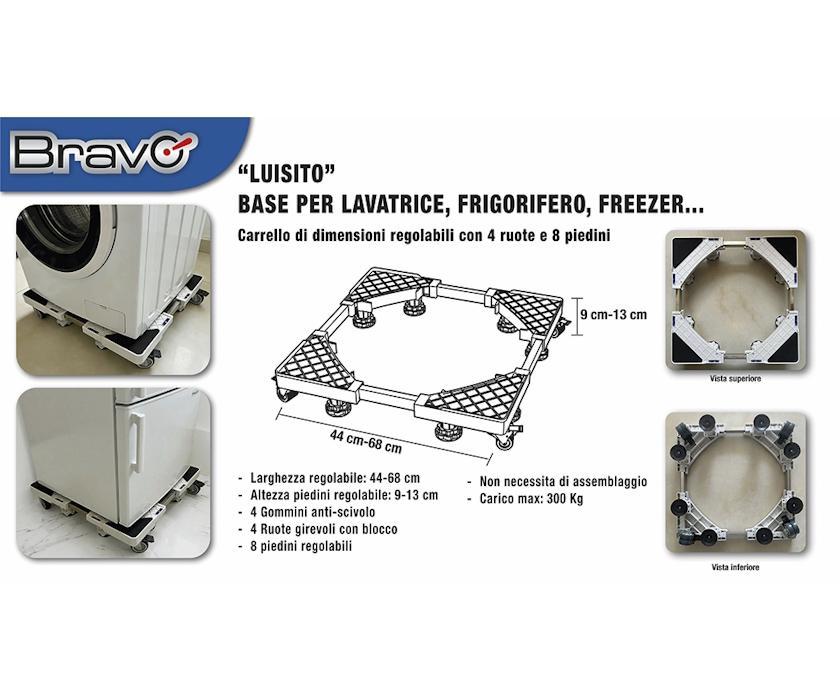 base regolabile con ruote per lavatrice frigorifero Bravo panoramica funzionale