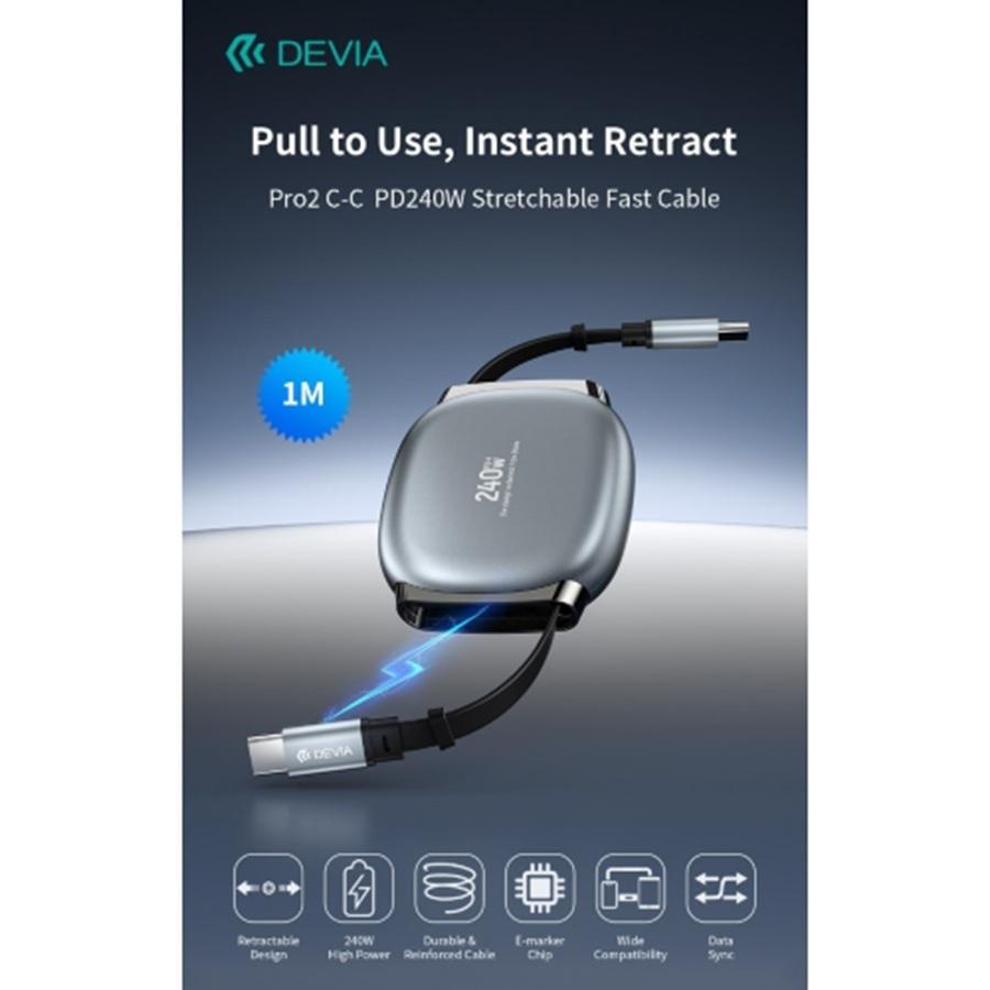 devia devia cavo usb c a usb c estensibile 240w 1 metro devia deefc662117 fast charge - foto 1 devia devia cavo usb c a usb c estensibile 240w 1 metro devia deefc662117 fast charge - foto 1