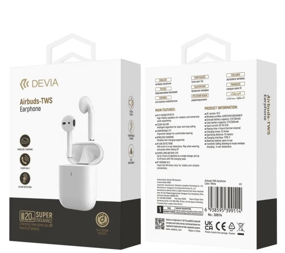 devia devia auricolari bluetooth wireless true wireless em053 con ricarica wireless devia detws53114w - foto 2 devia devia auricolari bluetooth wireless true wireless em053 con ricarica wireless devia detws53114w - foto 2