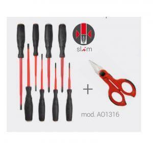 Intercable Set 8 Giraviti Slim con Forbici F1 e Safetybox