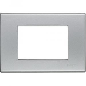 Placca 3 moduli in metallo alluminio naturale n4803aa